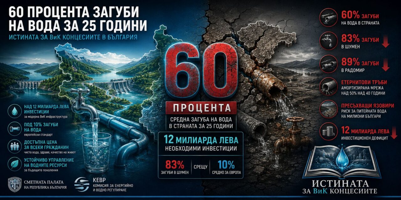 60 ПРОЦЕНТА ЗАГУБИ НА ВОДА ЗА 25 ГОДИНИ: ИСТИНАТА ЗА ВИК КОНЦЕСИИТЕ