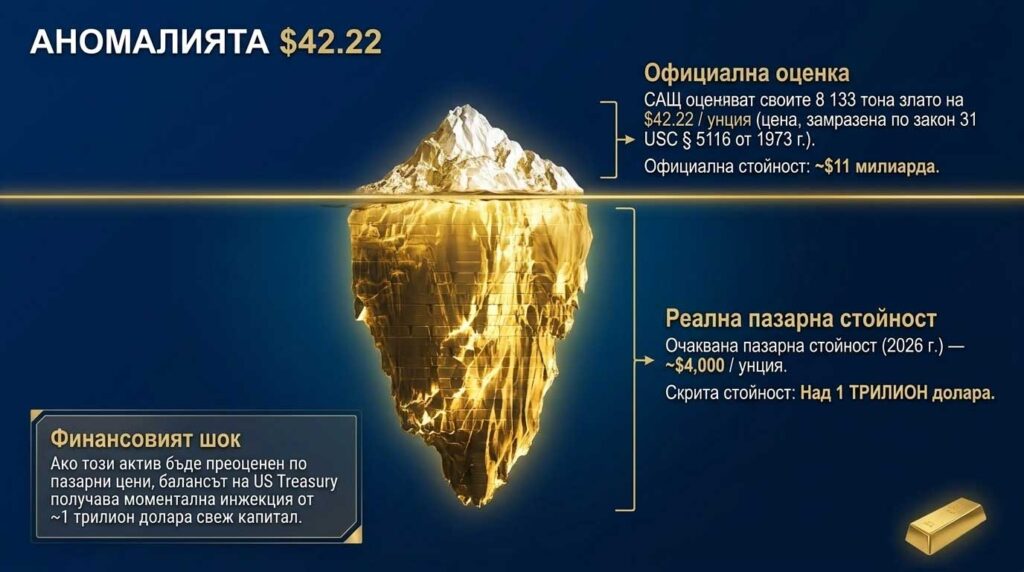 Аномалията $42.22 - когато правителството оценява златото на цена от 1934 г.